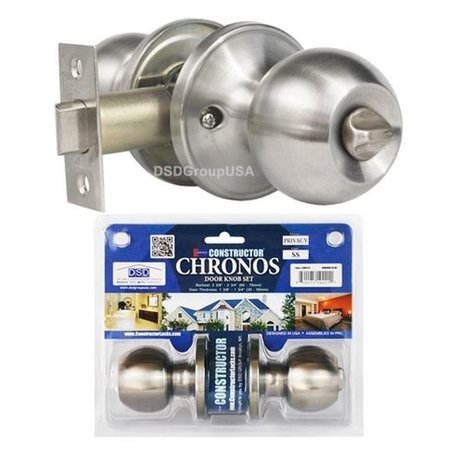 CONSTRUCTOR Constructor Chronos Privacy Door Lever Lock Set Knob Handle Set; Stainless Steel CON-CHR-SS-BK